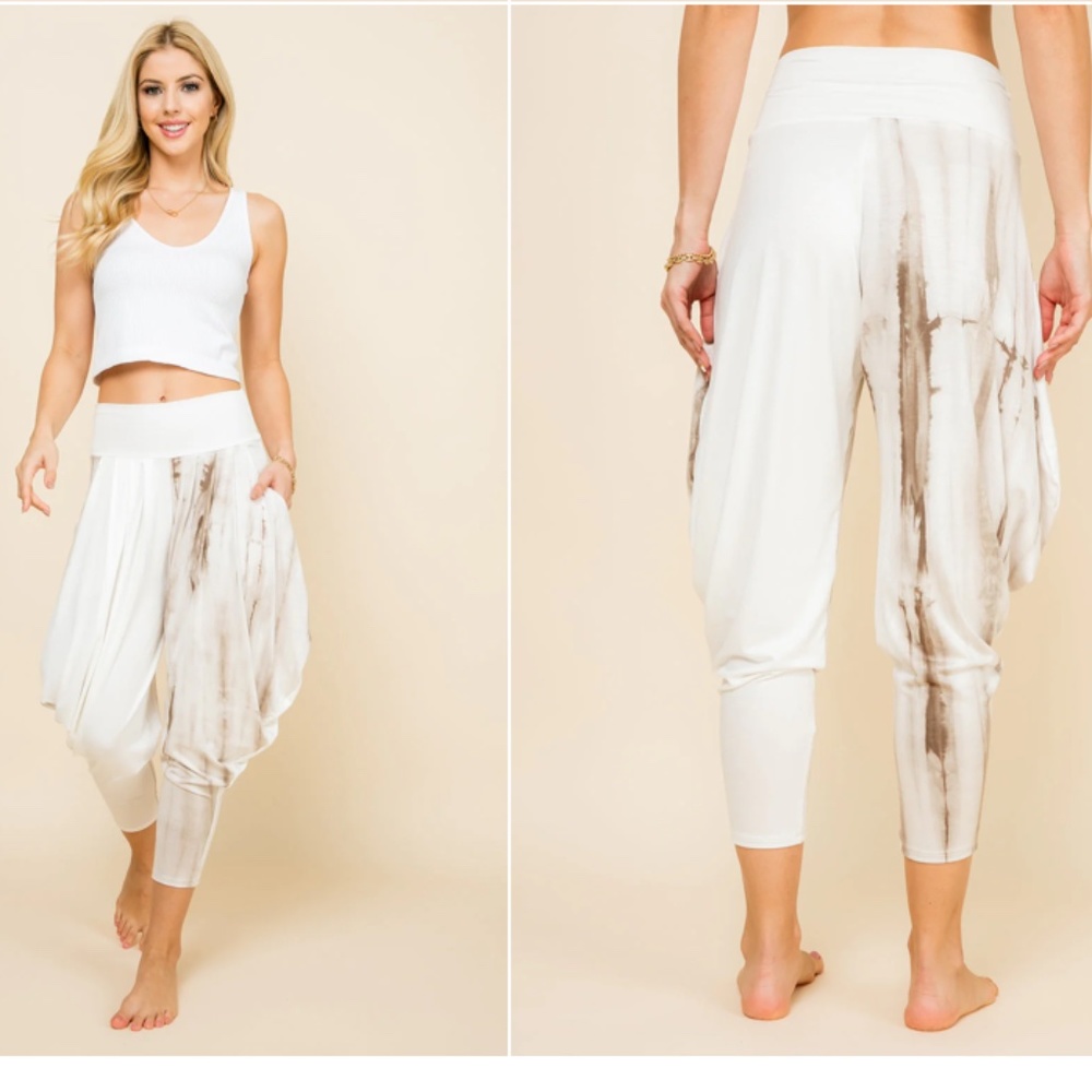 Kooniez Harem Pants - Mocha Tie-Dye Patchwork
